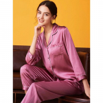 Siidist pidžaamakomplekt naiste suvine ja s&uuml;gisene pikkade varrukatega mooruspuu siidist koduriided siidist naiste taskupidžaamakomplekt M