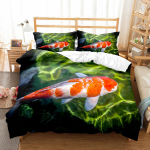 Kaladega tekikate komplekt Koidukala muster Pol&uuml;ester tekikate King Queen T&auml;issuurus Lastele Teismelistele Voodipesu komplekt padjap&uuml;&uuml;rikuga EU single(135x200cm)
