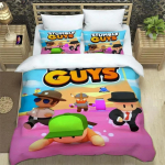 3D m&auml;ngukarikatuur Stumble-guys Voodipesukomplektid peen vooditarvete komplekt tekikott tekkikomplekt Luksuslik s&uuml;nnip&auml;evakingitus Kodutekstiil EU Single 135x200cm