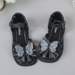 S&auml;delevad laste sandaalid t&uuml;drukutele Liblikas Armsad Disainer Laste Kingad Avatud varbaga Korea Stiil 2024 Suvi Uued Pehmed Hingavad &Scaron;ikid 21 must