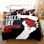 Green Day ' AMERICAN IDIOT Voodipesukomplekt &Uuml;hekohaline Kaksik T&auml;issuuruses Kuninganna Kuningsuuruses Voodikomplekt T&auml;iskasvanu Laps Magamistuba Tekikoti Komplektid Voodilina Komplekt 200x229cm 79x90in