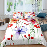 Lilleline tekikott moonidega Elavad kroonlehed Pungad Pastoraalne puhtus Looduskujundus Dekoratiivsed voodiriided Punane Roheline naistele t&auml;iskasvanutele 135x200cm 2pcs