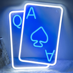 M&auml;ngukaardid Neoonsildid Seinale Kaunistuseks Pokker Teismelised LED Neoonvalgus Sinine Valge LED Valgussilt Magamistoa Kasino Dekoratsiooniks