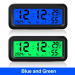 Temperatuurin&auml;idikuga nutikas liikumisanduriga autokell &ndash; automaatselt h&auml;marduv digitaalne termomeetri h&uuml;gromeeter s&otilde;iduki armatuurlauale, n&auml;htav p&auml;eval ja &ouml;&ouml;sel Solar Blue Green