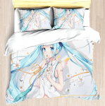 Hatsune Miku Anime 100% pol&uuml;ester voodipesukomplekt tekikottide komplekt tr&uuml;kitud koomiks kodukujundus US Twin(172x218cm)