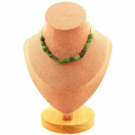 Pierres et Min&eacute;raux. Collier 15 perles Jade n&eacute;phrite de Sib&eacute;rie (Russie). Chaine en acier Collier femmes, hommes. Taille personnali