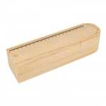 Plumier - Cr&egrave;me - Bois naturel - 3 compartiments - Couvercle-r&egrave;gle 20 cm - Enfant