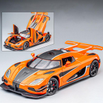 1:24 Koenigsegg ONE 1 sulamist automudel Survevalu metallist sportauto mudeli simulatsioon Heli ja valguse tagasit&otilde;mbamine kollektsioon Laste m&auml;nguasi poisile kingitus oranž