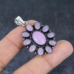 Natural Pink Chalcedony Gemstone 925 Sterling Silver Jewelry Pendant 2.17 u4m49