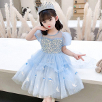 2025. aasta Elsa printsessikleit t&uuml;drukutele - j&auml;&auml; ja lume s&uuml;nnip&auml;evakleit, suvine trend 140 cm helesinine v&auml;rv