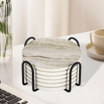 6 t&uuml;kki keraamilist alust tassihoidjaga 4 tolli korgist tagak&uuml;lg kohvikruusi alus lauaplaadi kaitse jaoks Marble Pattern