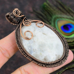 Rainbow Moonstone Handmade Copper Wire Wrap Jewelry Pendant 3.15 i7c60