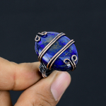 Lapis Lazuli Handmade Copper Wire Wrap Jewelry Ring Size 5.5 h7n88
