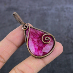 Ruby(Simulated) Gemstone Copper Wire Wrap Jewelry Pendant 2.52 t1c66