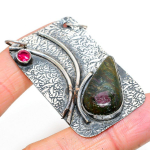 Ruby in Fuchsite, Pink Rubillite Ethnic 925 Sterling Silver Pendant 2.36 O0U32