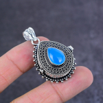 Blue Chalcedony Handmade 925 Sterling Silver Jewelry Poison Pendant 1.77 j8j45