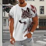 Uus Suvine Meeste Moe T-s&auml;rk Personality Wolf Printed Meeste T-s&auml;rk Top XS sinine