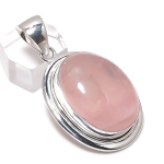 Natural Rose Quartz Gemstone 925 Sterling Silver Jewelry Pendant 2.05 y9j70