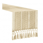 Boho Lauajooksja Talumaja Kootud Makramee Lauajooksja Kodukujundus Rustikaalne Lauajooksja Tuttidega &Auml;&auml;rtega S&ouml;&ouml;gilaua Kaunistuseks 120cm valge