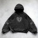 Raske pesuga meeste kapuutsiga dressipluus Y2k Gooti riided Retro t&auml;navamood Mustriga Naiste Pullover Vabaaja Mood meestele Harajuku L