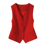 Naiste varrukateta &uuml;likonnivest, slim fit, &uuml;he n&ouml;&ouml;biga, &auml;rivest, V-kaelusega, pidulik vest, avatud esiosaga t&ouml;&ouml;bleiser taskutega 3XL punane