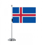 Drapeau de Bureau - Mitmev&auml;rviline - Islande - 14 x 21 cm - Pol&uuml;ester - Acier oks&uuml;deerimata