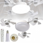 Uus drooniventilaator-valgusti - 2 &uuml;hes rippuv ventilaator puldiga, 3 kiirusega 4/3 lae h&auml;mardatav LED valgusti magamistoa/elutoa jaoks One Size