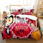 3D Prinditud Hazbin Hoteli Voodipesukomplekt &Uuml;hekohaline Kaksik T&auml;issuuruses Kuninganna Kuningas Suuruses Voodikomplekt T&auml;iskasvanud Laps Magamistuba Tekikotikomplektid AU Double(180x210cm)