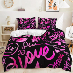 3-osaline voodipesukomplekt lukuga punase s&uuml;damega tekikott queen armastuse s&uuml;dame muster valge tekkikottide komplekt armas tr&uuml;kk EU single(135x200cm)
