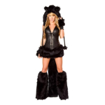 Cosplay Halloweeni peokost&uuml;&uuml;m, leopardimustriga hunt suure sabaga, m&auml;ngukost&uuml;&uuml;m, Kassnaine rollim&auml;nguvorm Average size black