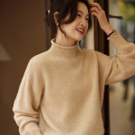 Naiste ka&scaron;miirkampsun Qinghe ka&scaron;miir 30% ka&scaron;miir 70% vill s&uuml;gis-talvine pullover soe ja moekas L punane