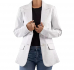 Stiilne Ametlik Kontorifit K&auml;sit&ouml;&ouml; Nahast Valge Naiste Bleiser Lambanahk Ehtne 3XL valge