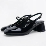 Moodsad Paksude Kontsadega Sandaalid Naistele &Uuml;mar Nina Lakknahast Suvised Slingbacks 2025 Moodsad Madalad Daamide Mary Janes Kingad 36 must
