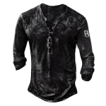 Meeste pikkade varrukatega punk-stiilis mood T-s&auml;rk Kevade ja s&uuml;gise p&otilde;hjuslikud vintage T-s&auml;rgid XXXXL black