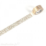 Masking tape - Blanc - Paillettes or - 1,5 cm x 3 m - Autocollant - D&eacute;coration cr&eacute;ative valge