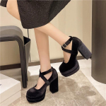Kuum M&uuml;&uuml;k Mary Janes Kingad Naistele Suede Luksuslik K&otilde;rge Konts Paeladega Trend Lolita Kingad Elegantne Paks Konts Peo Kingad Zapatos De Mujer 35 gray