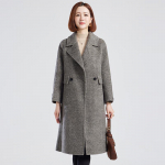 Women's 100% Wool Mid-Length Suit Collar Coat L