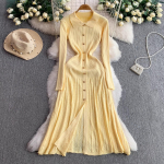 Naiste kleit S&uuml;gis Talv Vintage alla keeratav krae Pikk kampsunkleit Elegantne kontoridaami kleit &Scaron;ikk peokleit Vestidos One Size pruun