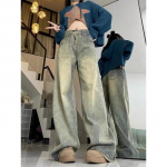 Laia s&auml;&auml;rega teksap&uuml;ksid naiste vintage t&auml;navar&otilde;ivad kottis Y2K teksad Naine k&otilde;rge v&ouml;&ouml;kohaga t&auml;ispikad sirged p&uuml;ksid XXL kollane