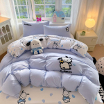 Lapsep&otilde;lve tervendamine 2025 Sanrio nahas&otilde;bralik pestav puuvillane voodipesukomplekt - &Uuml;lipehme tikitud multifilmir&auml;tikud 3-piece, Duvet 150x200, Sheet 160x230