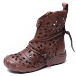 Moodsad 3 cm K&auml;sit&ouml;&ouml; Naiste Saapad Suvekingad Ehtne Lehma Nahk Hingav &Otilde;&otilde;nes Retro Etniline Tasane K&uuml;lgmine T&otilde;mblukk Gladiaatori Saapad Naistele 35 pruun