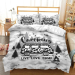 Camper Time Prindiga Voodipesukomplekt 3D Matkaauto Tekikott Reisimise Teema Multikas Matka Tekikoti Kate T&auml;is King Teismelistele T&auml;iskasvanutele 70x133cm 2pcs gray