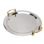 Roostevabast terasest serveerimisalus Peen elegantne peegelpind Kuldne kandek&auml;epide 304 roostevabast terasest &otilde;htus&ouml;&ouml;gitaldrikud Round (Diameter 15.7in)