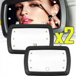 Pair LED Lighted Light Clip-On Sun Visor Vanity Mirror Car makeup Women