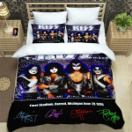 KISS b&auml;ndi tekikott 3D-tr&uuml;kiga Kiss Band Rock voodipesukomplekt Aastaringselt kasutatav tekikate ja padjap&uuml;&uuml;rid &Uuml;heinimese, kaheinimese, Queen AU Single 140x210cm