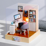 Mini miniatuurne nukumaja DIY v&auml;ike majakomplekt Toam&auml;nguasjade tegemine Kodu Magamistoakaunistused m&ouml;&ouml;bliga Puidust k&auml;sit&ouml;&ouml;nukumajad gray