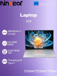 S&uuml;learvuti Ninkear S14 14,0'' 16G+1T SSD AMD Ryzen 5 7535HS, 2240X1400 60Hz v&auml;rskendussagedus h&otilde;be