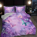 Kerge luksuslik lilla lillemustriga tekikott, kuninganna/kuninga suurus, 3D digitaalselt tr&uuml;kitud voodipesu, pehme ja mugav, 3-osaline komplekt EU Single(135*200cm)3pcs