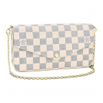 Louis Vuitton Pochette Felicie Kaasaskantav Ruuduline &Uuml;mbrikklapiga Kotike Naiste &Otilde;lakott Valge N63106 Basic Set (Bag+Dust Bag)