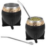 1/2 tk Yerba Mate teetass roostevabast terasest Yerba Mate tasside komplekt 230ml/240ml tee-kohvitassid kahekihiline teetass kodu-kontori jaoks black